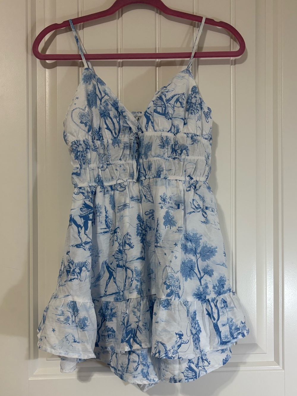 No Boundaries Blue and White Toile Sundress